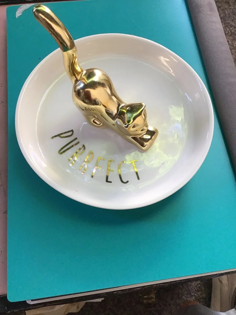 Gold Cat Trinket Dish - 